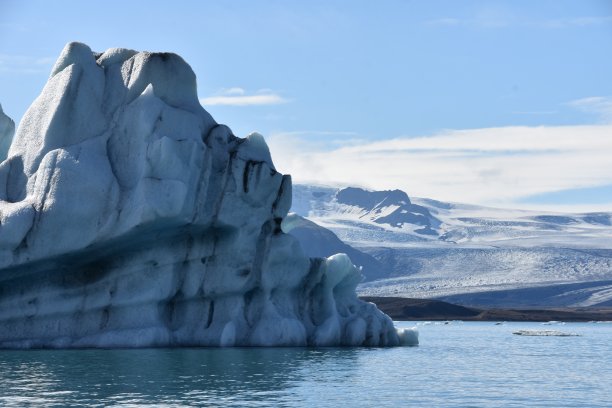 在冰岛的Jokulsarlon泻湖，水面上的一座冰山图片下载