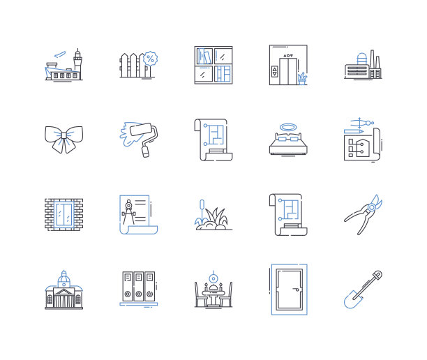 造型代理线图标集合。时尚，趋势，风格，魅力，优雅，别致，精致的矢量和线性插图。跑道，设计，配件轮廓标志集图片下载