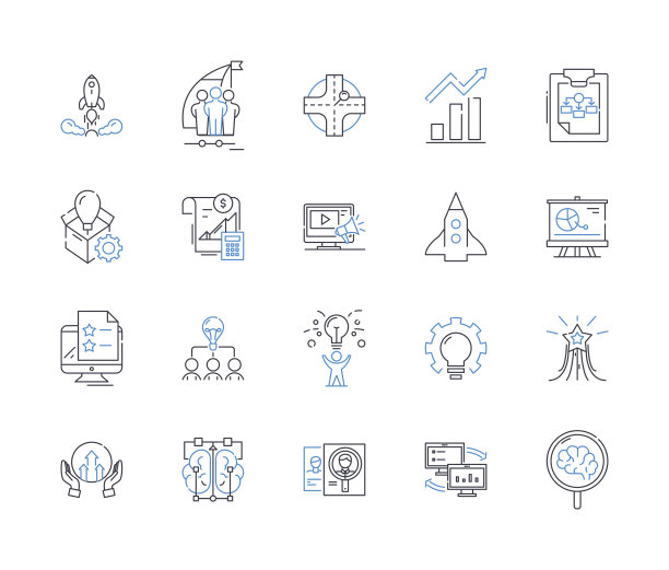 素描和概述线图标集合。涂鸦，草稿，概念化，渲染，图表，跟踪，矢量和线性插图。说明，地图，计划概述标志设置图片下载