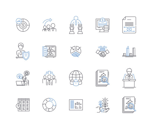 储蓄线性图标集合：金融、预算、投资、节俭矢量线性插画，优惠券、折扣图片下载