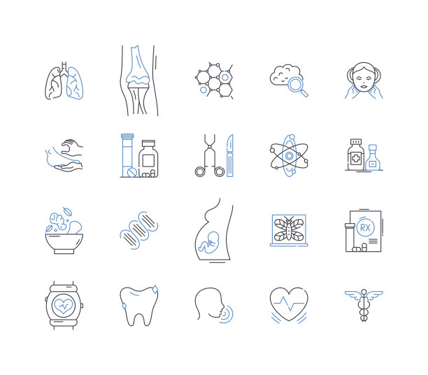营养治疗线图标集合。营养，治疗，健康，健康，饮食，营养，补品矢量和线性插图。消化，新陈代谢，维生素概述标志设置图片下载