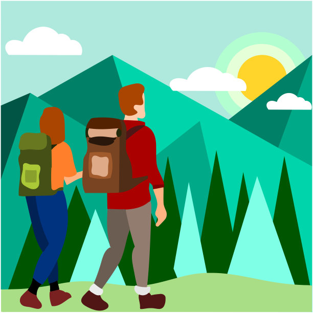 在山上旅行的插图图片下载