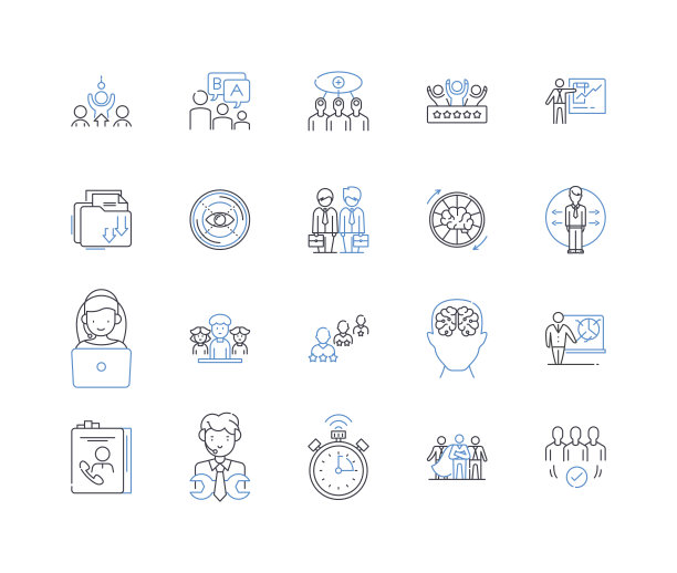 谈判研讨会线路图标收集。战术，战略，沟通，协作，影响，说服，妥协矢量和线性插图。准备，冲突，解决大纲标志设置图片下载
