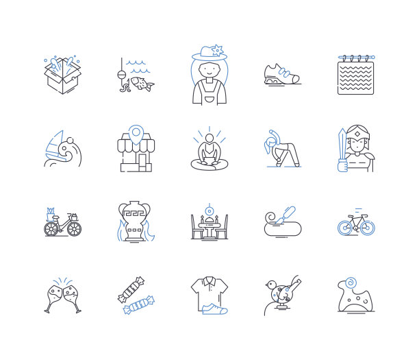 手工缝制线图标集合。采购产品缝制，量身定制，针线活，工艺，刺绣，手工，手工制作的矢量和线性插图。采购产品纺织品，缝纫，绗缝轮廓标志集图片下载