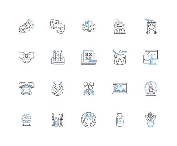 灵感线图标集合。动机，创造性，想象力，精力充沛，热情，灵感，艺术矢量和线性插图。创新，激情，动力的轮廓标志设置图片下载