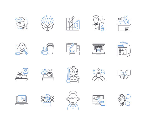 Gig线路图标集合。表演，娱乐，音乐，喜剧，戏剧，艺术，舞蹈矢量和线性插图。魔术，马戏，节日轮廓标志设置图片下载