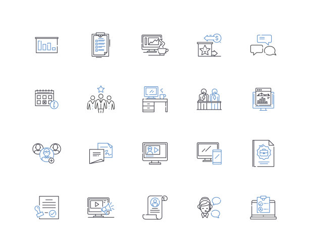 事件业务线图标集合。庆典，节日，聚会，奇观，功能，展览，表现矢量和线性插图。仪式，娱乐，场合轮廓标志设置图片下载