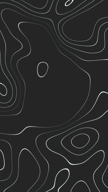 地形等高线地图，黑色背景上的移动波图片下载