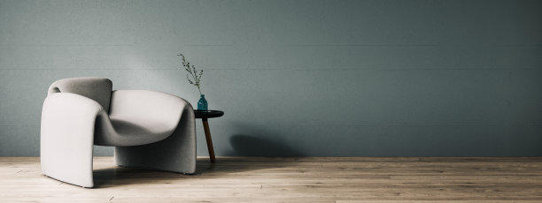 扶手椅和空的模拟墙背景。现代室内设计。图片下载