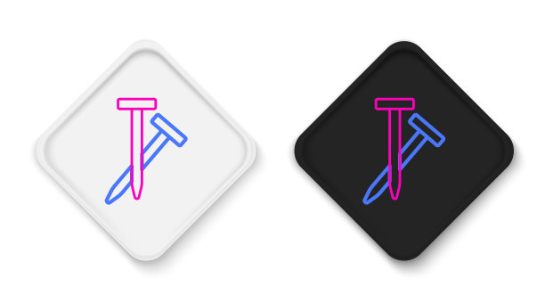 线金属钉子图标隔离在白色背景。色彩缤纷的轮廓概念。向量图片下载