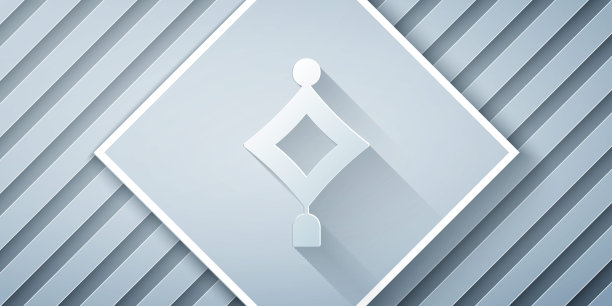 剪纸中国纸灯笼图标孤立的灰色背景。纸艺风格。向量图片下载