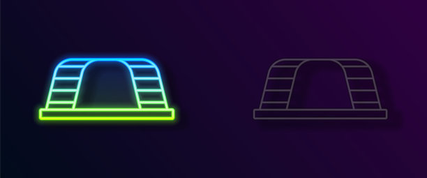 发光的霓虹线猴子酒吧图标孤立的黑色背景。向量图片下载