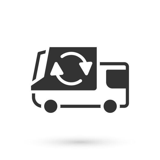 灰色垃圾车图标孤立在白色背景。向量图片下载