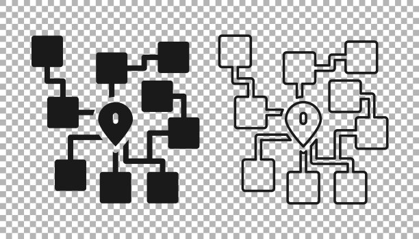 黑色的神经网络图标隔离在透明的背景。人工智能。向量图片下载