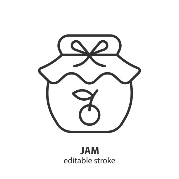 罐子的果酱线图标。橘子酱矢量符号。可编辑的中风。图片下载