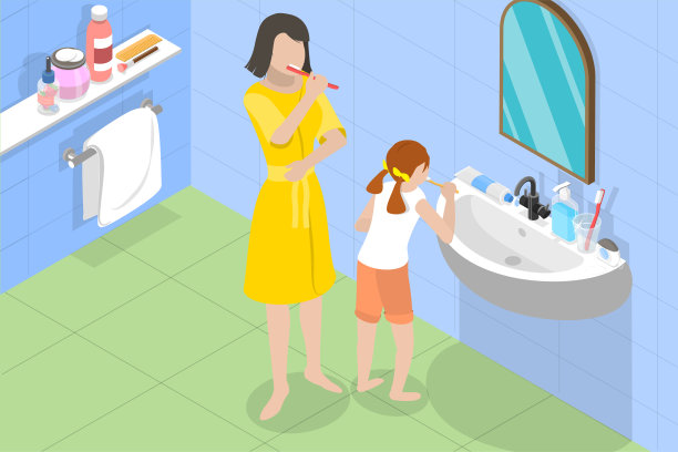 牙科保健和卫生的三维等距平面矢量概念说明图片下载