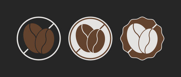 无咖啡因图标标志。分离咖啡豆矢量设计。图片下载