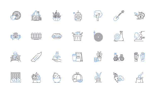 土壤科学线图标收集。土壤，地质，生物，化学，物理，营养，生育矢量和线性插图。侵蚀，纹理，结构轮廓标志设置图片下载