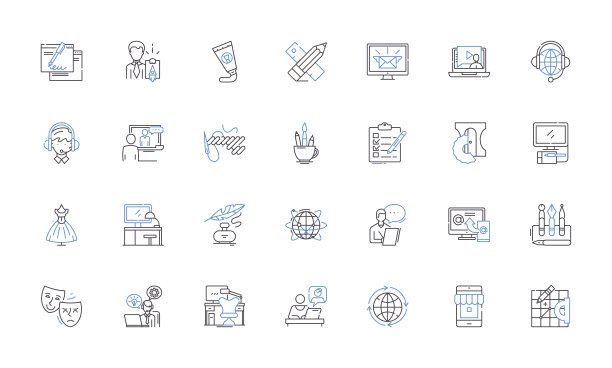 小企业主线图标集合。企业家，创业，冒险者，创新者，有远见的，勇敢的，顽强的矢量和线性插图。坚韧、执着、雄心勃勃的标志设定大纲图片下载