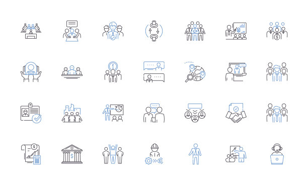 盈利风险线图标集合。创业，特许经营，创新，成功，增长，投资，扩张矢量和线性插图。营销、销售、开发大纲标牌设置图片下载