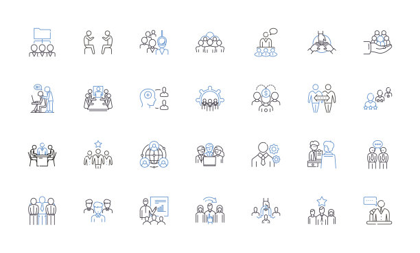 四重奏四行图标集合。和谐，弦乐，音乐，充满活力，合奏，经典，旋律矢量和线性插图。节奏，和弦，拨奏轮廓标志设置图片下载