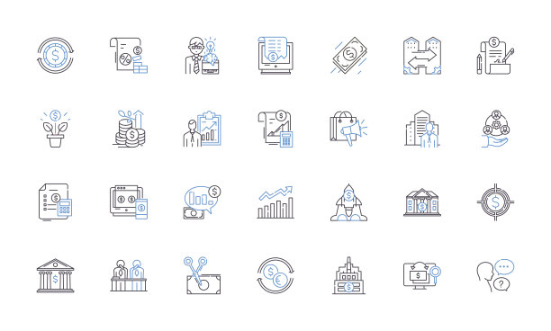 商品线图标收集。采购产品，商品，库存，服装，纪念品，配件，新奇矢量和线性插图。采购产品饰品，纪念品，收藏品概述标志集图片下载