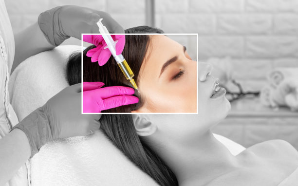 美容师在一个美丽的女人脸上注射抗皱剂。美容院的女性审美美容。图片下载