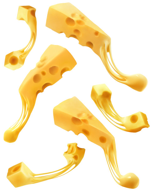 在白色背景上融化和伸展的奶酪图片下载