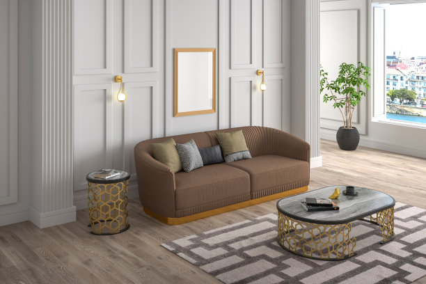 客厅现代白色沙发和咖啡桌图片下载