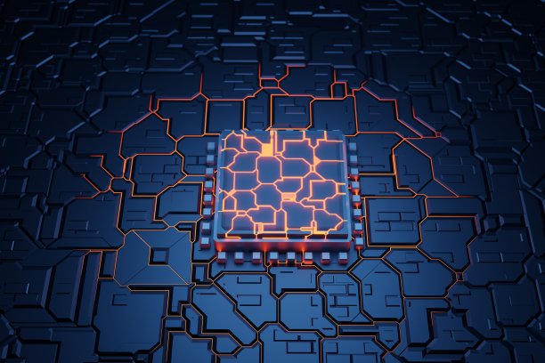 大数据导致CPU过热。有数百万个连接和信号的计算机处理器。技术cpu后台。芯片通过主板传播。三维渲染图片下载