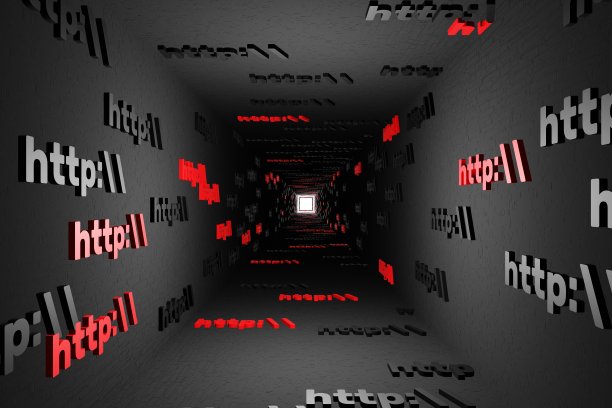 Http符号标志在黑色隧道背景3d渲染。超文本传输协议安全web 3图片下载