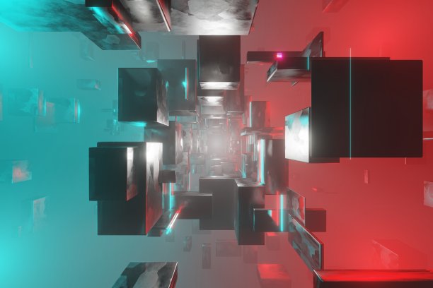 抽象几何动画背景3d渲染。太空科幻壁纸。奇妙的背景图片下载