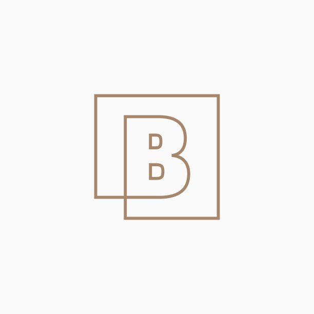 字母B轮廓连续线条金色方块图标矢量素材图片下载