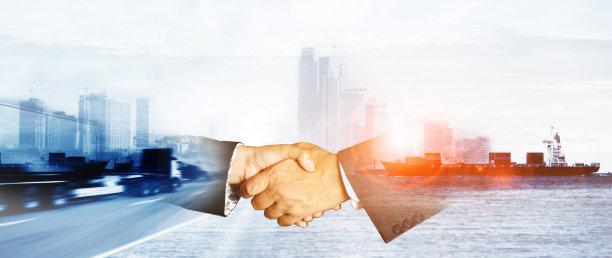 集装箱卡车、港口船舶和货运飞机运输及进出口商业物流、航运业务行业图片下载