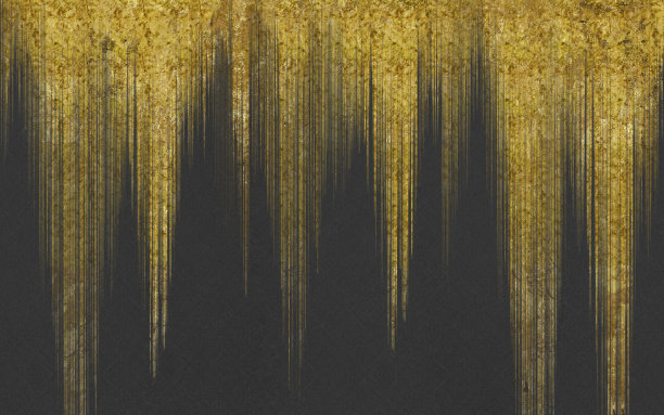 3d极简绘画艺术壁纸的卧室墙壁装饰。树脂晶洞功能齐全，类似水彩晶洞绘画。金色线条，黑色在浅黑色纹理背景图片下载