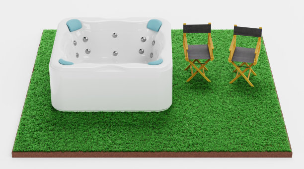 现实的3D渲染花园家具设置图片下载