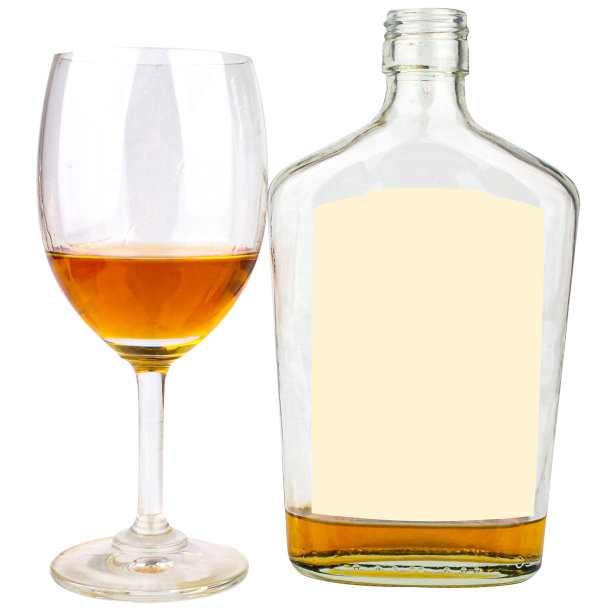 瓶利口酒酒杯孤立的白色背景图片下载