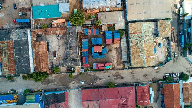 达累斯萨拉姆工业区鸟瞰图。图片下载