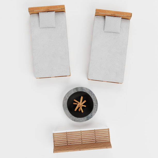 现实的3D渲染花园家具设置图片下载