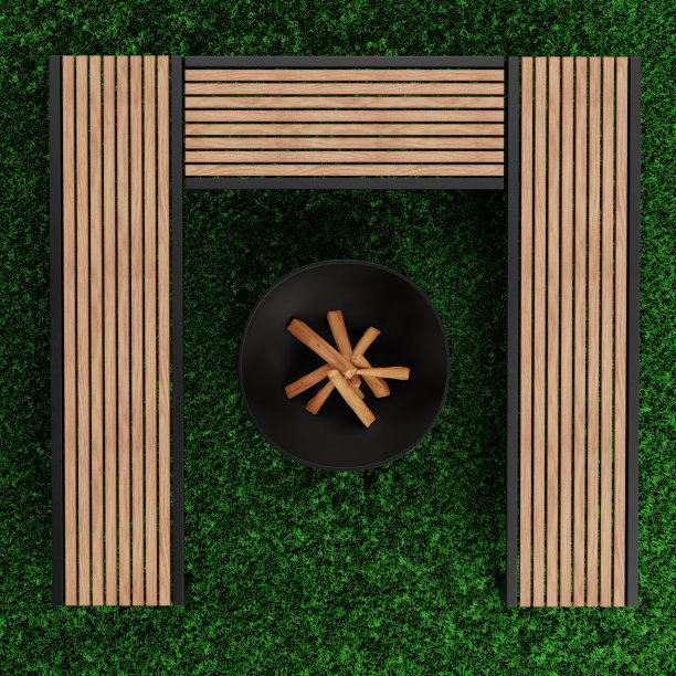 现实的3D渲染花园家具设置图片下载