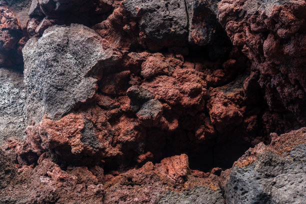 耶罗岛上查科曼索火山岩石的红色细节。加那利群岛图片下载