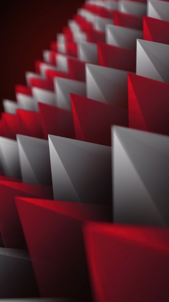 红色和灰色三角形形状几何背景- 3D渲染图片下载