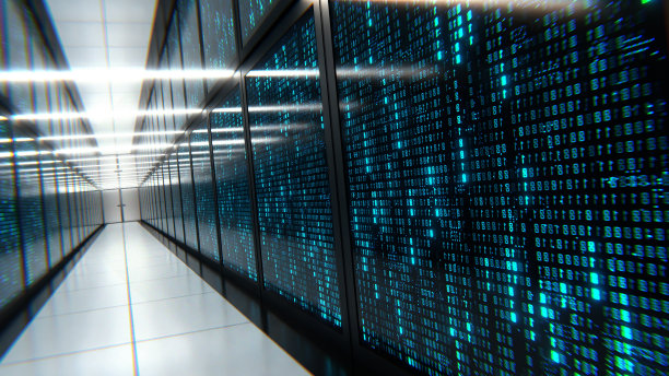 数据处理和存储中心。服务器的房间。图片下载