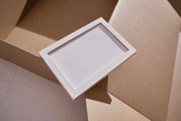 为彩色背景上的文本特写设置的空白白色框架。题字和广告的地方。时尚的家具图片下载