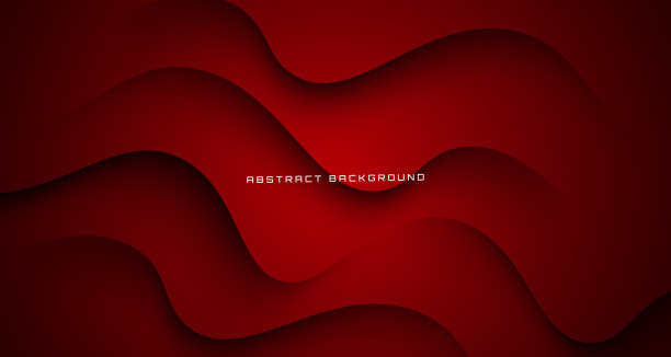 三维红色几何抽象背景重叠层在暗空间与切割波效果装饰。平面设计元素流体风格的横幅，传单，卡片，小册子封面，或登陆页的概念图片下载