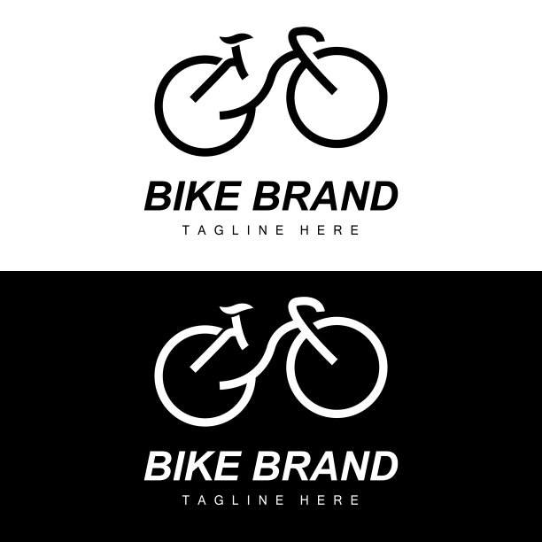 自行车标志，车辆矢量，自行车轮廓图标，简单的设计灵感图片下载