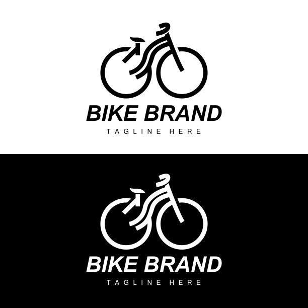 自行车标志，车辆矢量，自行车轮廓图标，简单的设计灵感图片下载