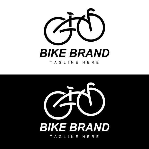 自行车标志，车辆矢量，自行车轮廓图标，简单的设计灵感图片下载