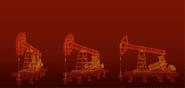 石油井架。矢量3d对象。开采矿物。图片下载