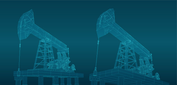 石油井架。矢量3d对象。开采矿物。图片下载